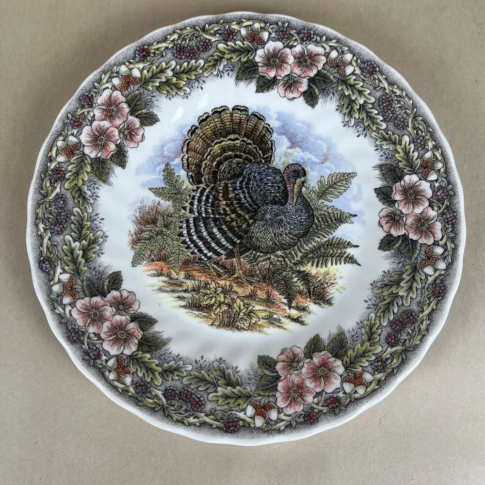 Churchill Myott Factory Illustration Turkey Thanksgiving Salad Plate 8” Colombia